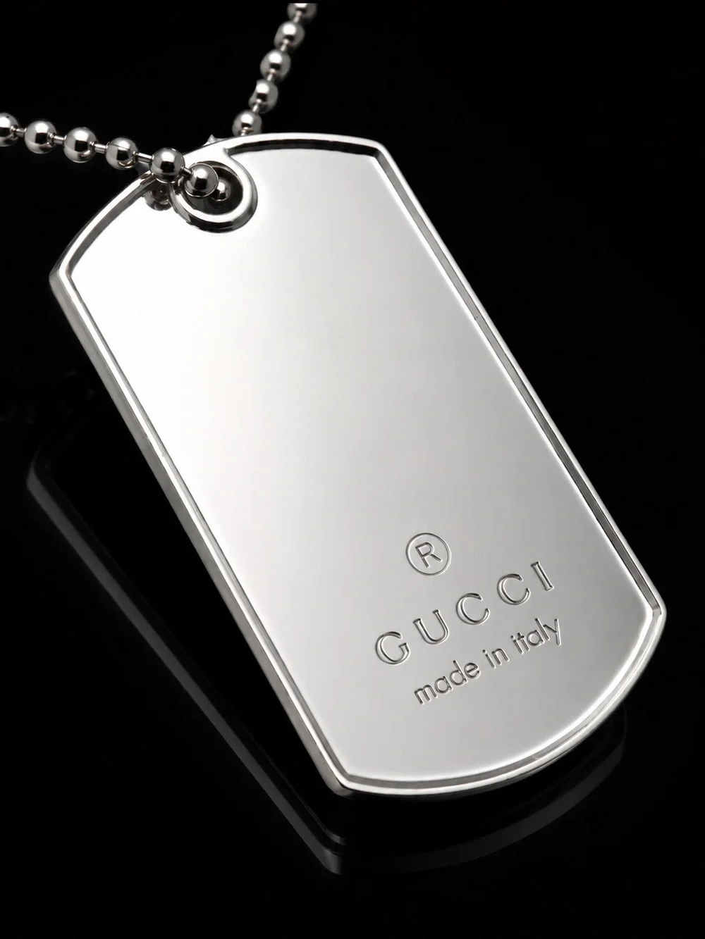 Gucci Silver Dog Tag Necklace